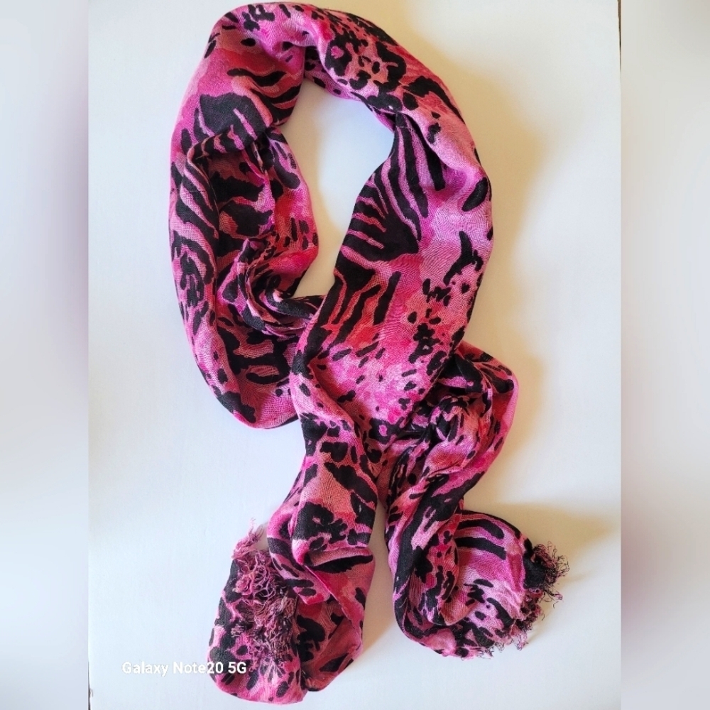 LANE BRYANT pink and black animal print scarf